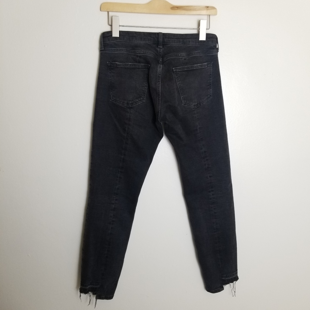 Zara Woman Distressed Jeans Asymmetrical Hem Black - Picture 4 of 7